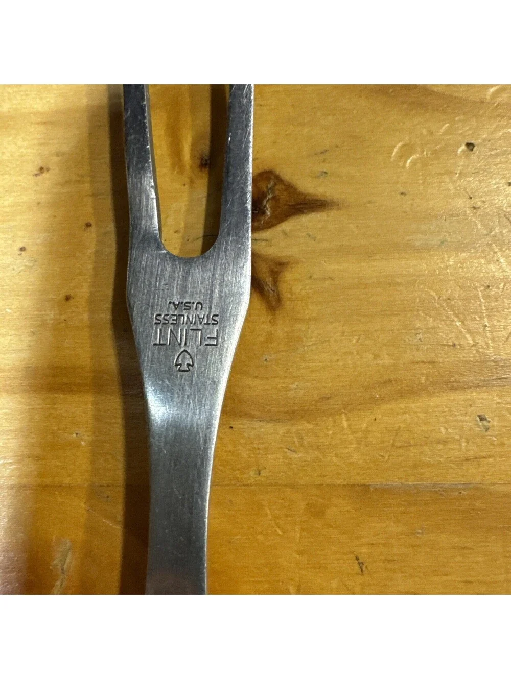 Ekco Flint Arrowhead MEAT FORK Turning Carve Stainless Steel Heavy Duty USA